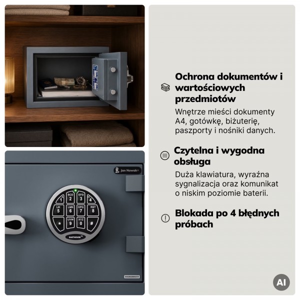 Sejf antywłamaniowy S2 ognioodporny 30 min elektroniczny Edgar