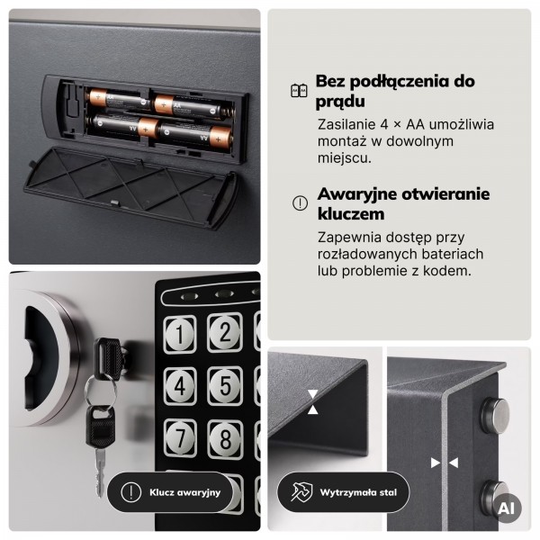 Mini sejf elektroniczny do szafy, na pieniądze i biżuterię Hector