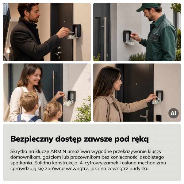 Skrzynka na klucze z kodem zewnętrzna, ścienna Armin