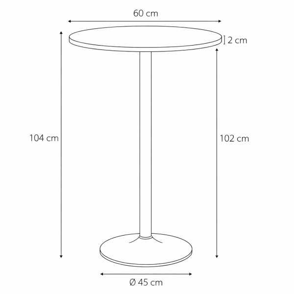 Stół barowy Hvar okrągły, czarny 60 cm