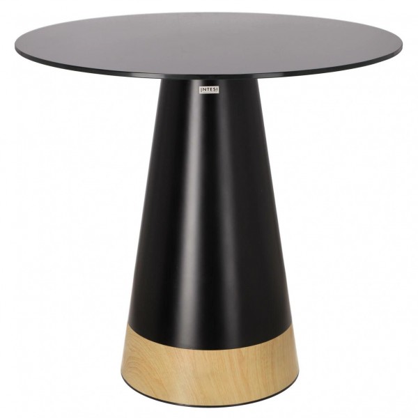 Mały stół do jadalni okrągły Soleilo Duo 80 cm, czarny/naturalny