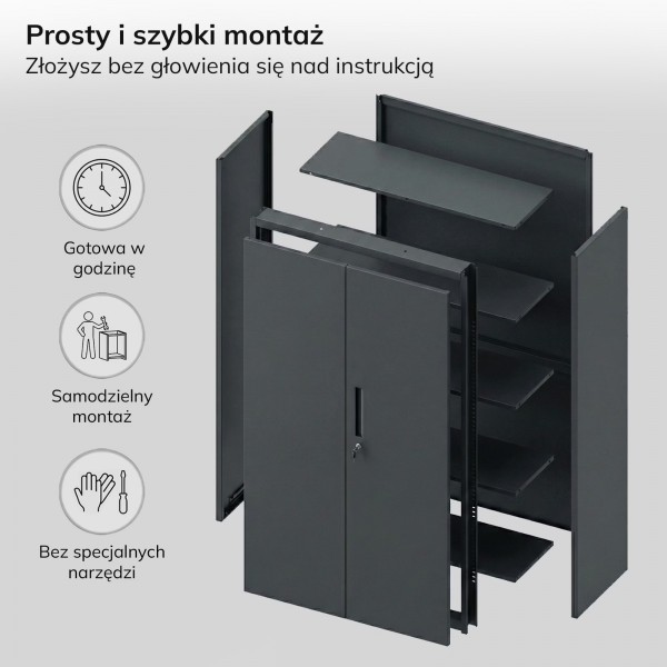 Szafa metalowa wielofunkcyjna Megan z szufladą, antracyt