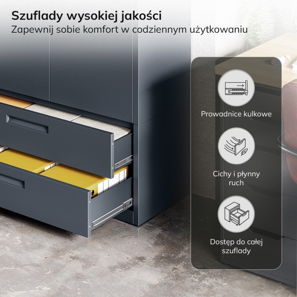 Szafa metalowa wielofunkcyjna Megan z 2 szufladami, antracyt