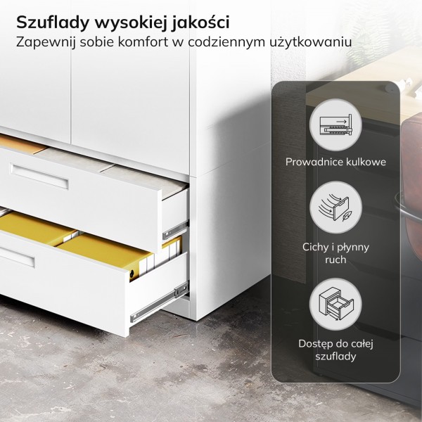 Szafa metalowa wielofunkcyjna Megan z 2 szufladami, biała