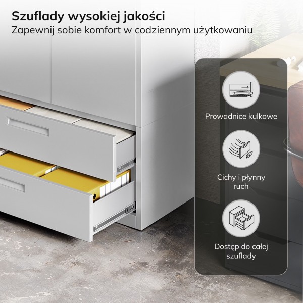 Szafa metalowa wielofunkcyjna Megan z 2 szufladami, szara
