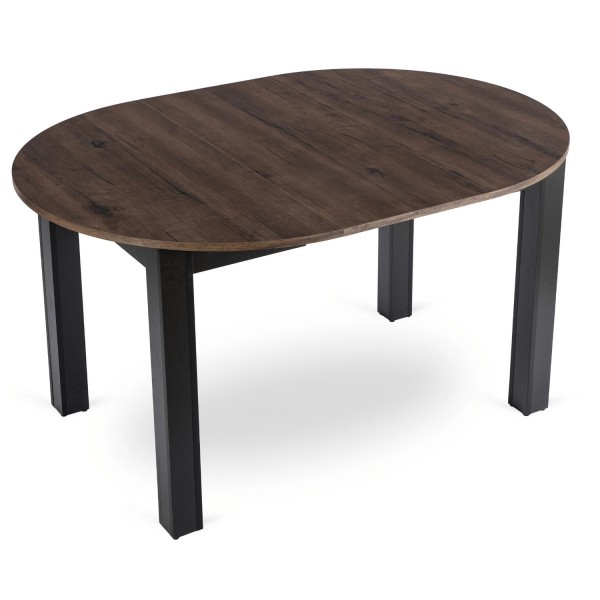 Mały stół okrągły rozkładany Harry 102-142 cm dąb orzech/czarny
