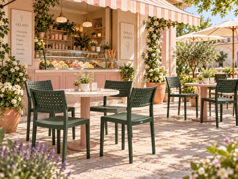 Krzesło do kawiarni i restauracji Lamar z tworzywa, sztaplowane