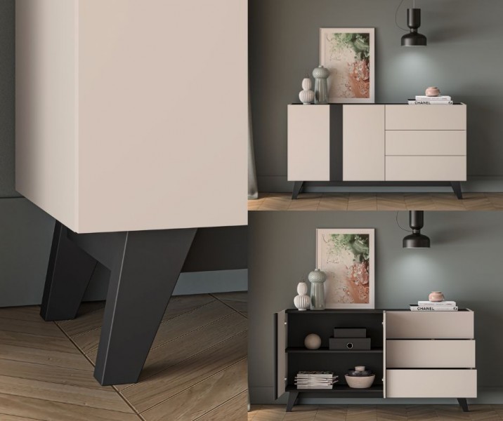 Komoda 160 cm Freshion 03, kaszmir / czarny