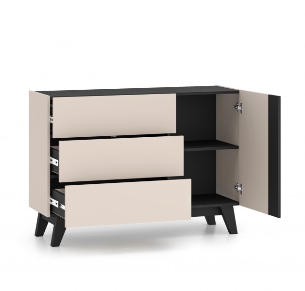 Komoda 120 cm Freshion 04, kaszmir / czarny