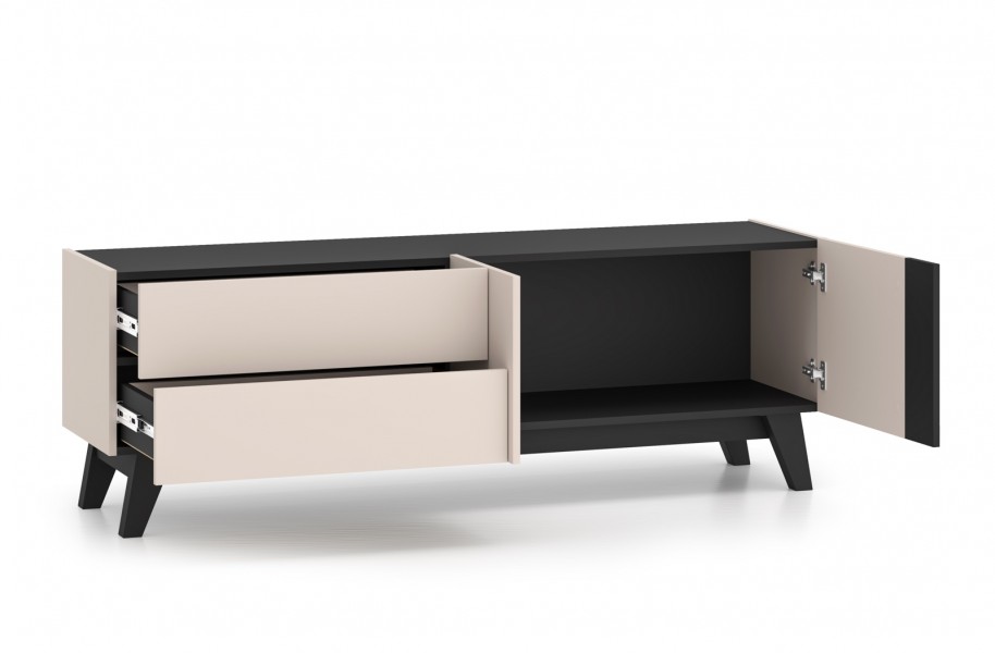 Stolik RTV 160 cm Freshion 05, kaszmir / czarny