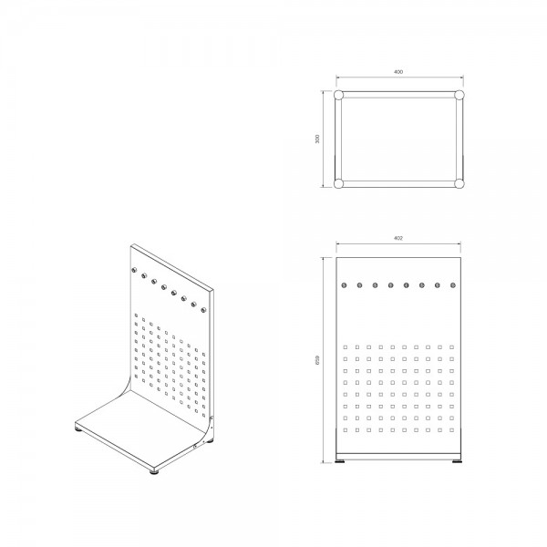 Tablica perforowana nablatowa z magnesami 66x40 cm