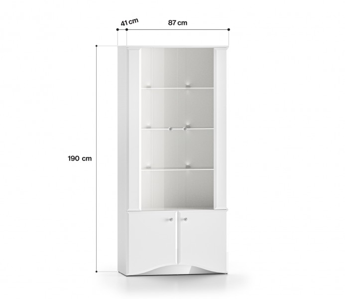 2-drzwiowa witryna Glamour 01, biały połysk