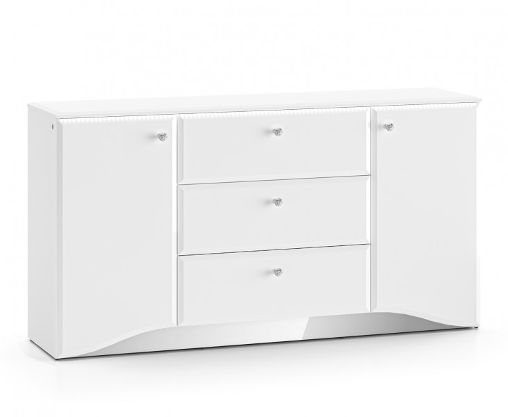 Komoda z oświetleniem LED Glamour 02, biały połysk