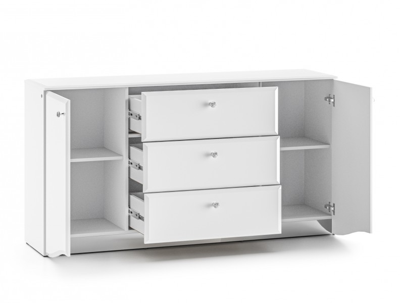 Komoda z oświetleniem LED Glamour 02, biały połysk