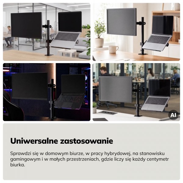 Uchwyt na monitor i laptop Mark, czarny