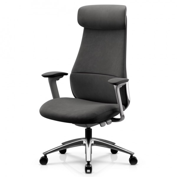 Ergonomiczny fotel biurowy tapicerowany Command, szara tkanina
