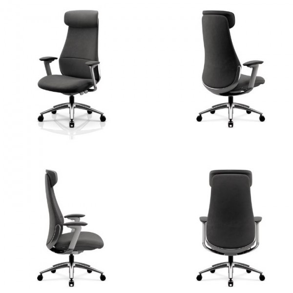 Ergonomiczny fotel biurowy tapicerowany Command, szara tkanina