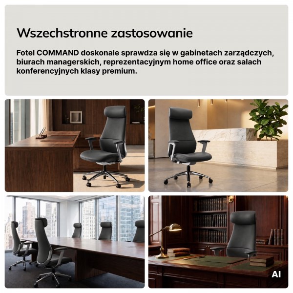 Ergonomiczny fotel biurowy tapicerowany Command, szara tkanina