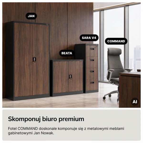 Ergonomiczny fotel biurowy tapicerowany Command, szara tkanina