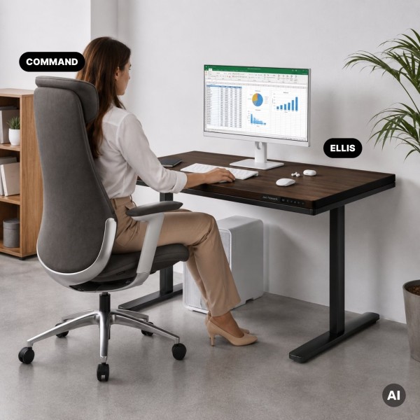 Ergonomiczny fotel biurowy tapicerowany Command, szara tkanina