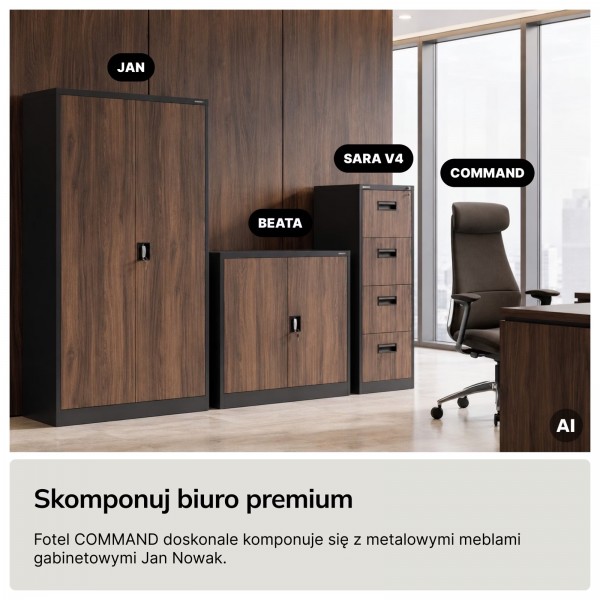 Ergonomiczny fotel biurowy tapicerowany Command, brązowa tkanina