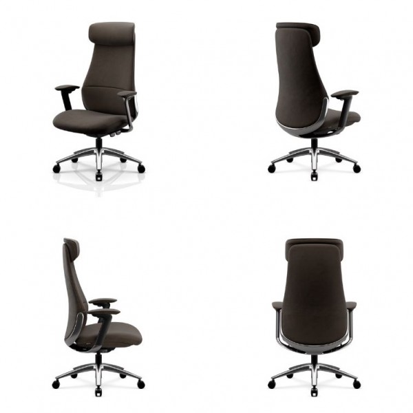 Ergonomiczny fotel biurowy tapicerowany Command, brązowa tkanina