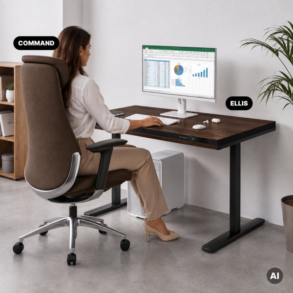 Ergonomiczny fotel biurowy tapicerowany Command, brązowa tkanina