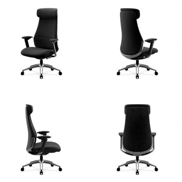 Ergonomiczny fotel biurowy tapicerowany Command, czarna tkanina