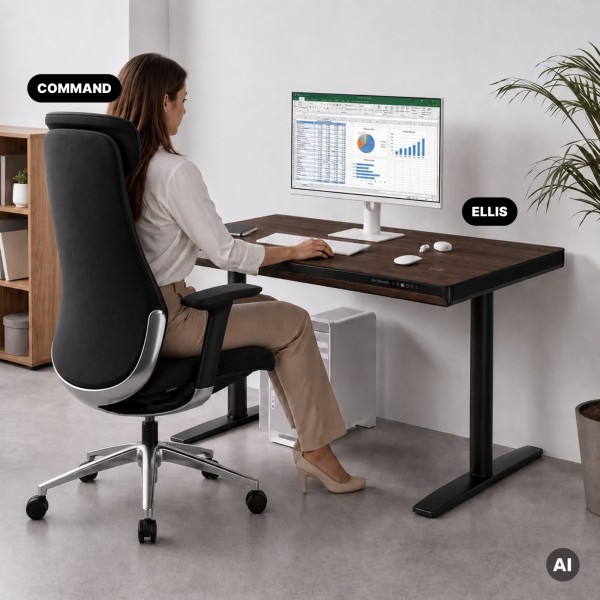Ergonomiczny fotel biurowy tapicerowany Command, czarna tkanina