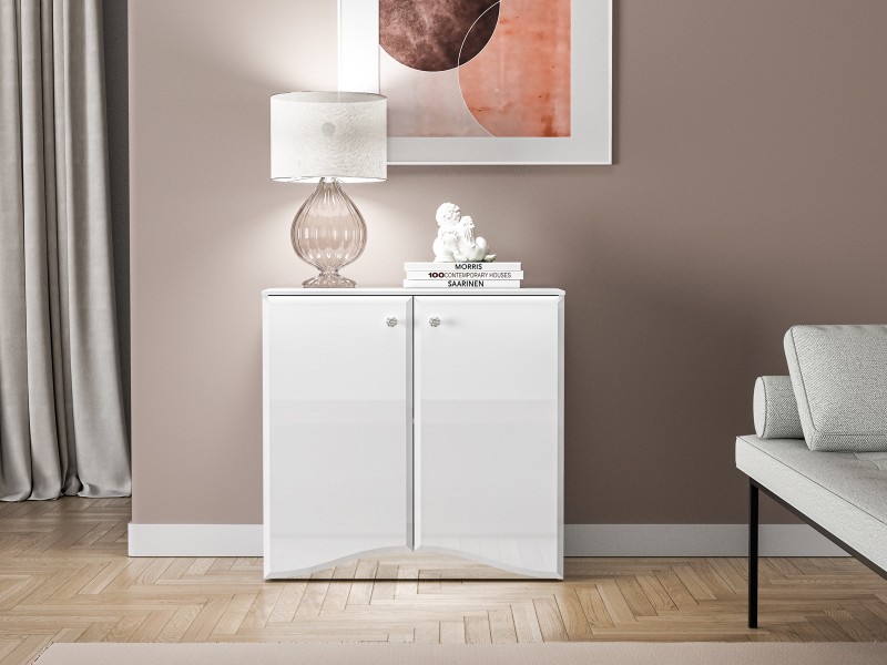 Komoda z oświetleniem LED Glamour 09, biały połysk
