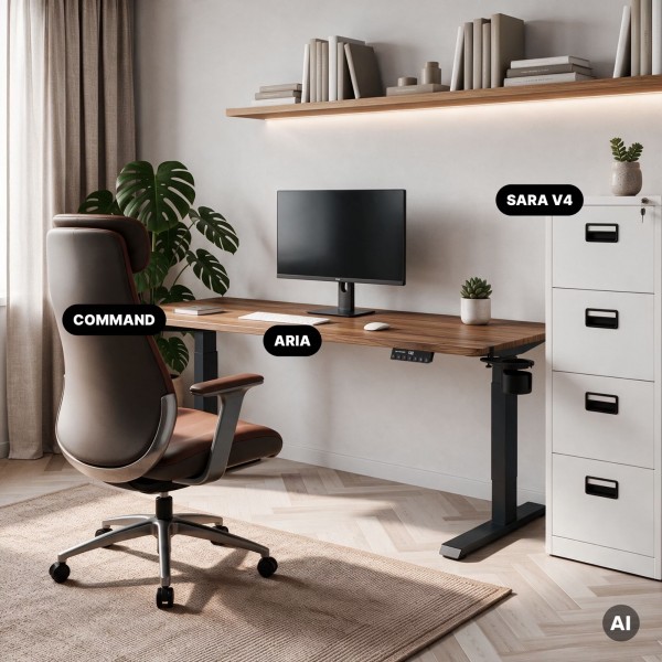 Duże biurko sit-stand do pracy Aria 160×80 cm, orzech/antracyt