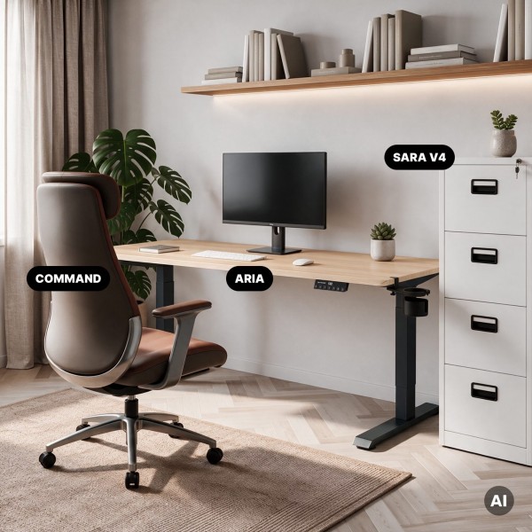 Duże biurko sit-stand do pracy Aria 160×80 cm, dąb sonoma/antracyt