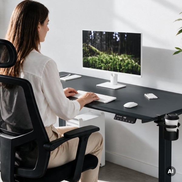 Duże biurko sit-stand do pracy Aria 160×80 cm, antracyt