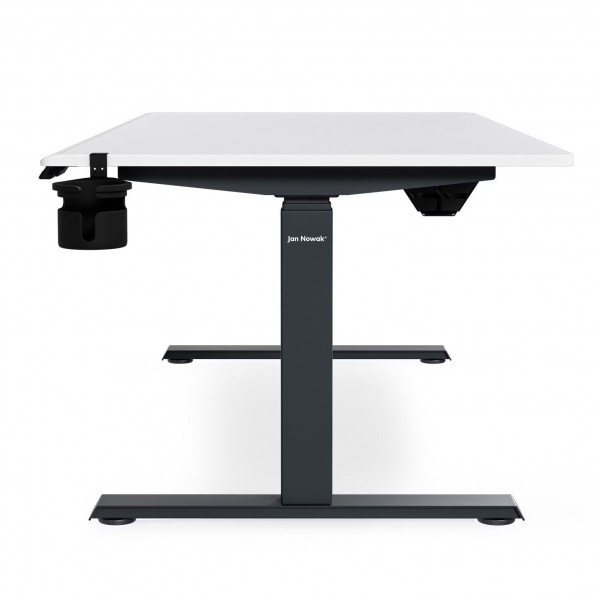 Duże biurko sit-stand do pracy Aria 160×80 cm, blat biały/podstawa antracyt