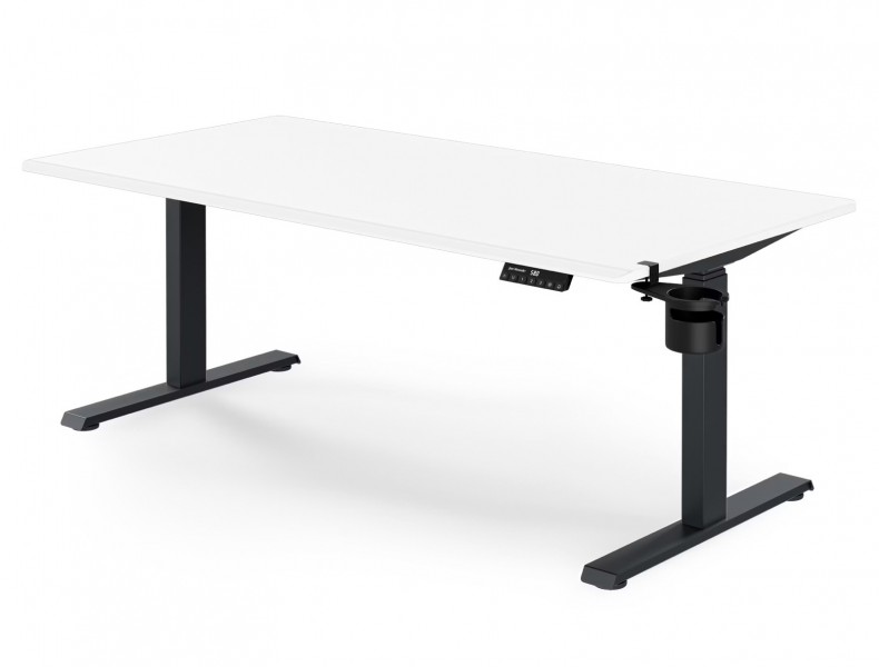 Duże biurko sit-stand do pracy Aria 160×80 cm, blat biały/podstawa antracyt