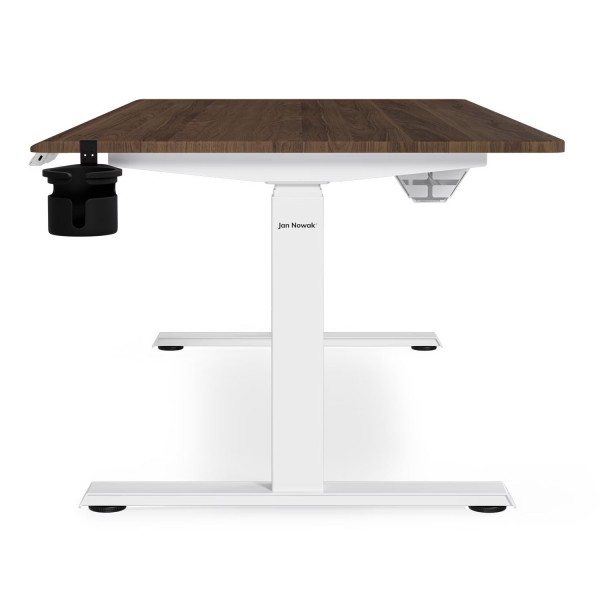 Duże biurko sit-stand do pracy Aria 160×80 cm, orzech/biały