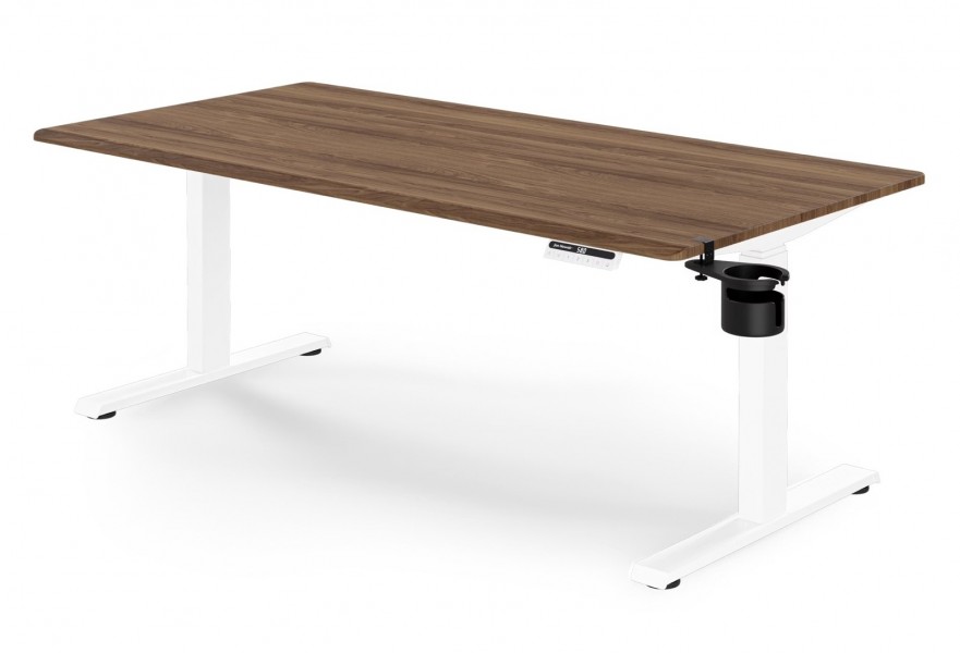 Duże biurko sit-stand do pracy Aria 160×80 cm, orzech/biały