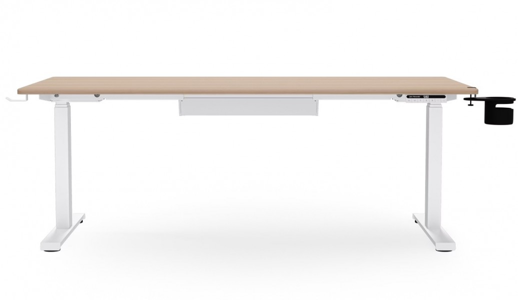 Duże biurko sit-stand do pracy Aria 160×80 cm, dąb sonoma/biały