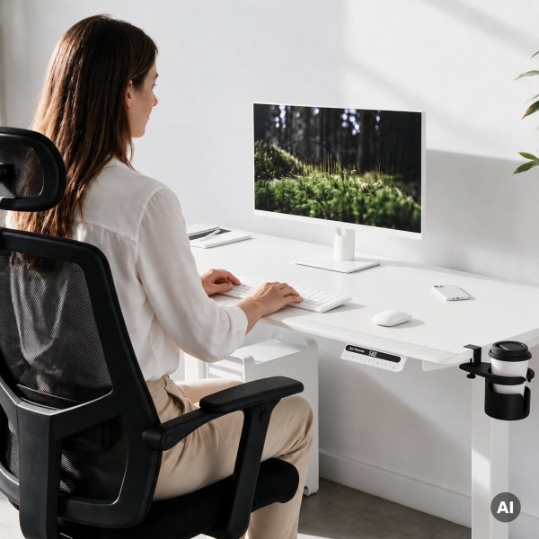 Duże biurko sit-stand do pracy Aria 160×80 cm, białe