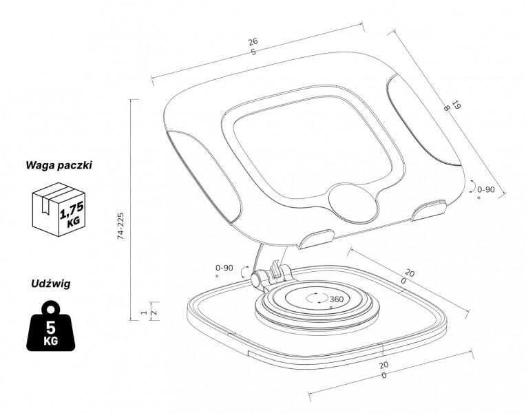 Stojak pod laptopa regulowany