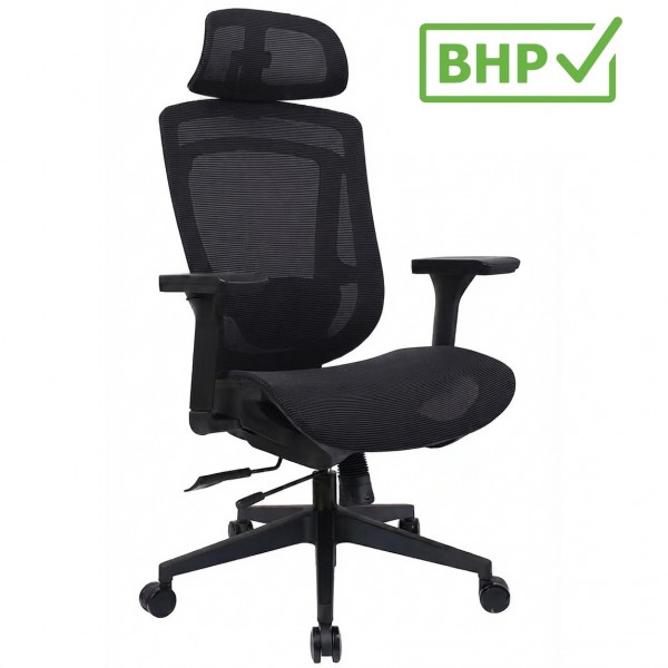 Fotel biurowy ergonomiczny siatkowy Basten, zgodny z normą BHP