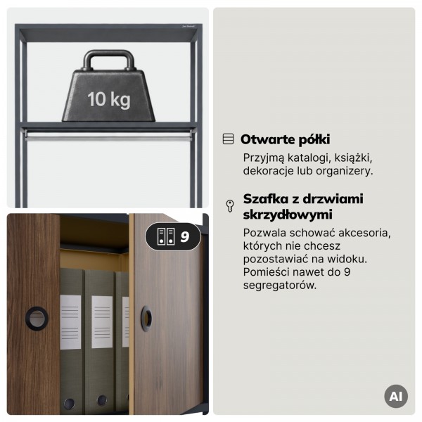 Regał biurowy ubraniowy z drążkiem Eco Design Ariel, 80x40x220 cm, antracyt/orzech