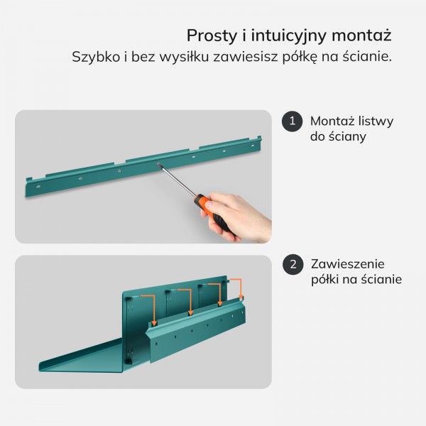 Metalowa półka ścienna Modern Joanne 120 cm, kolor morski