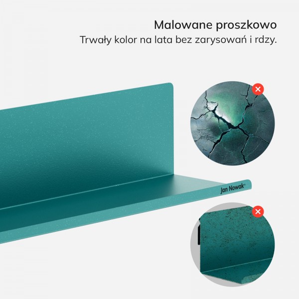 Metalowa półka ścienna Modern Joanne 70 cm, kolor morski