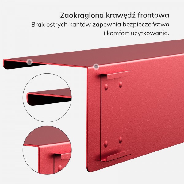 Metalowa półka ścienna Modern Joanne 40 cm, kolor czerwony