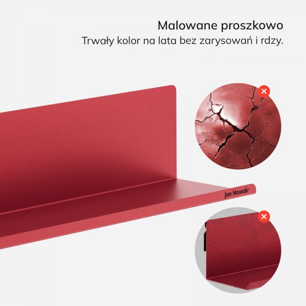 Metalowa półka ścienna Modern Joanne 120 cm, kolor czerwony
