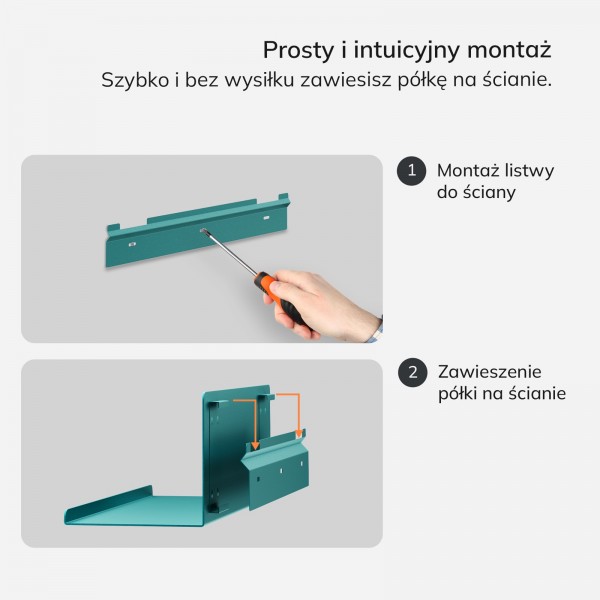 Metalowa półka ścienna Modern Joanne 40 cm, kolor morski