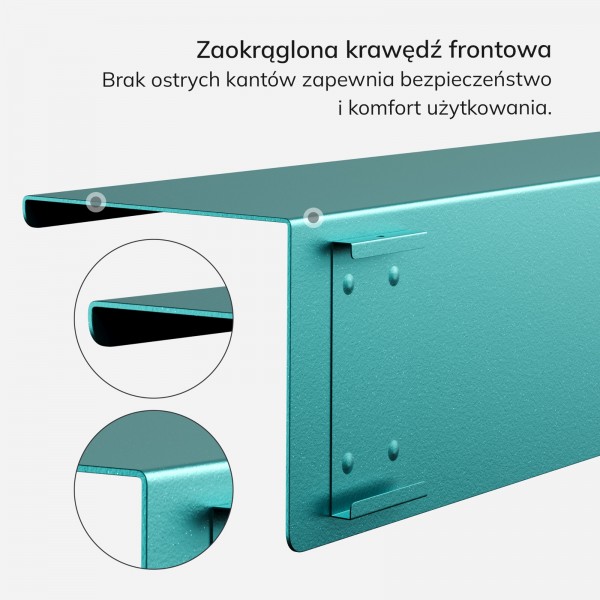 Metalowa półka ścienna Modern Joanne 40 cm, kolor morski