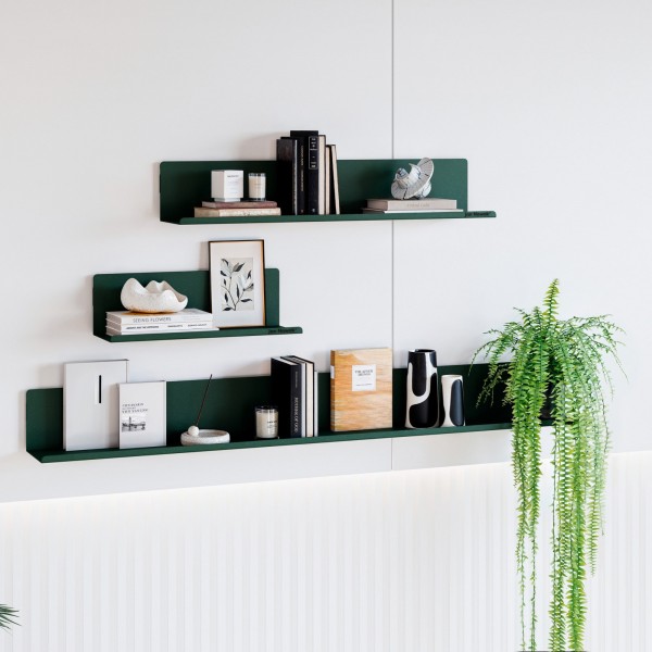 Metalowa półka ścienna Modern Joanne 70 cm, kolor butelkowa zieleń