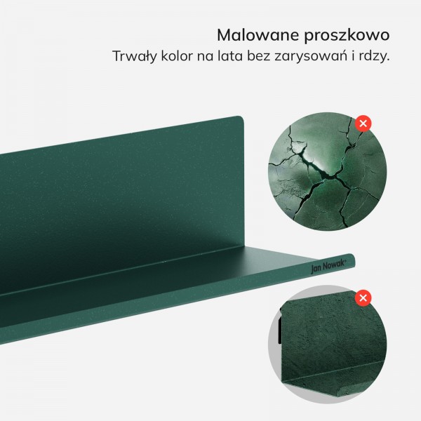 Metalowa półka ścienna Modern Joanne 70 cm, kolor butelkowa zieleń